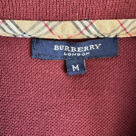 Burberry London Men's House Check Pattern Collar Polo Shirt Maroon Size M - Picture 7 of 7